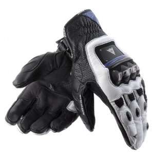  DAINESE 4 STROKE LEATHER GLOVES BLK/WHITE/BLUE MD 