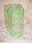 Sculptural Clear Green Art Glass Flower Floral Vase