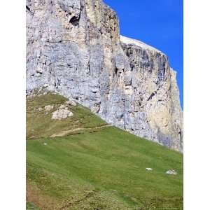 Walkers on Trail Above Sella Pass, 2244M, Dolomites, Alto Adige, Italy 