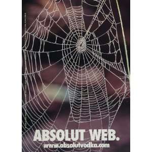 1996 Ad Absolut Vodka Spider Orb Web Spiderweb Cobweb   Original Print 