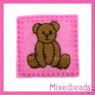   On Square Light Pink Teddy Bear Felt Patches 1 3/8  applique craft