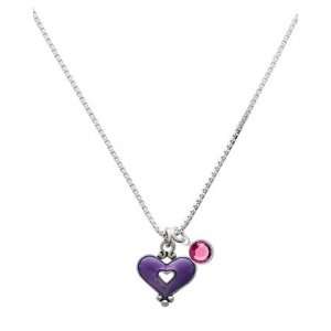   Enamel Heart with Cutout Charm Necklace with Rose Swarovski Crysta