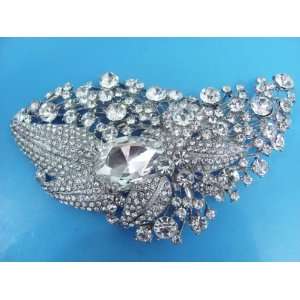  1Pc Silver Bridal Style Rhinestone Crystal Brooch Pin Free 