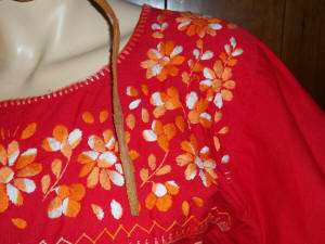 VTG MEXICAN EMBROIDERED OAXACAN BOHO PEASANT TENT DRESS  