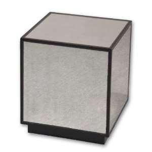  Uttermost 18 Inch Matty Mirrored Cube Aged Black Cube w 