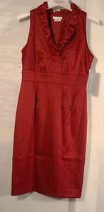   LondonTimes Womens Sleeveless Ruffled Satin Dress /Color Red /Size 6