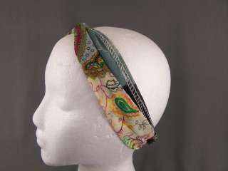 Paisley color block long tie wrap headband head scarf  