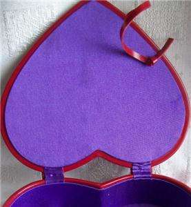 Pretty Red Heart Shaped Jewelry Box w/Purple Inside  