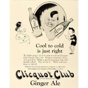  1924 Ad Eskimo Kid Clicquot Club Ginger Ale Soda Pop Bottle 