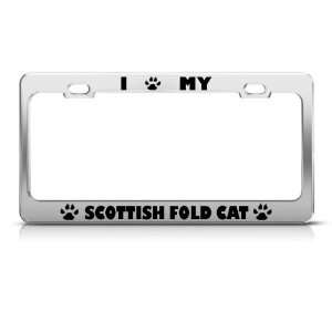 Scottish Fold Cat Chrome Animal license plate frame Stainless Metal 
