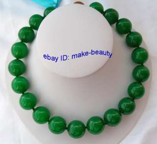 stunning big 20mm round green crude jade beads necklace  