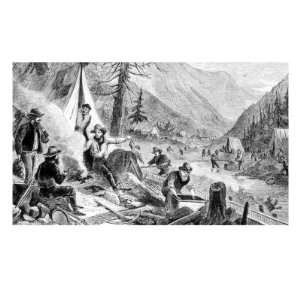The Gold Rush, a Gold Miner Camp in the Klondike, Engraving 1898 