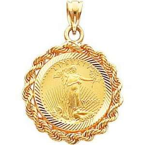  14K Gold 1/10oz American Eagle Coin & Bezel Pendant A 