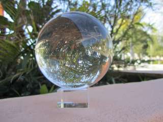 110MM (4.2) D. CLEAR GLASS CRYSTAL BALL SPHERE W/STAND  