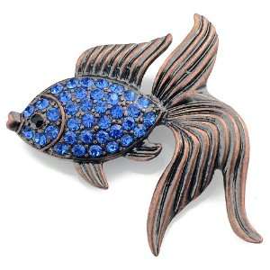  Vintage Style Sapphire Goldfish Austrian Crystal Blue Pin 