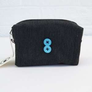 iPhone 3G 3GS/Blackberry Blue Buttons Gray Stripe Pouch   Handmade in 