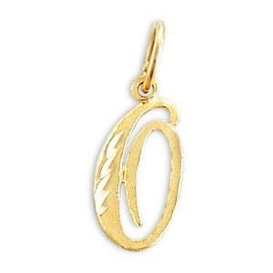  Cursive O Letter Pendant 14k Yellow Gold Initial Solid 