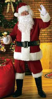 Santa Claus Suit Deluxe Velvet Christmas Halloween Adult Costume w/Wig 