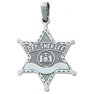   Sterling Silver Deputy Sheriff Police Officer Badge Pendant Jewelry
