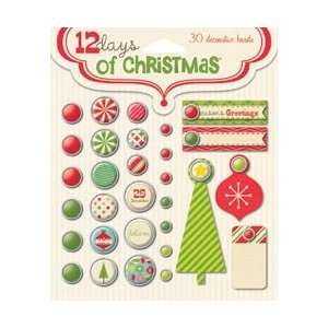  My Minds Eye 12 Days Of Christmas Decorative Brads 30/Pkg 