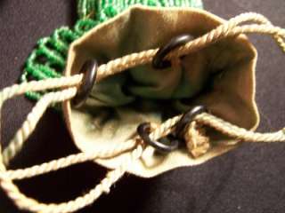 Vintage Green hexagon shaped beads beaded purse PRETTY  