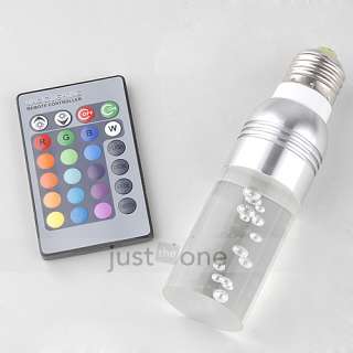 E27 110V 220V 3W RGB LAMP CYLINDER CRYSTAL LED BULB LIGHT + 24 KEY IR 