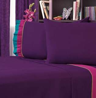 Girls Purple Flower Bedspread Bedding Set Full Queen 3p  
