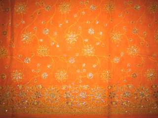 Indian Glitery Sari Fabric LightOrange BellyDance Dress  
