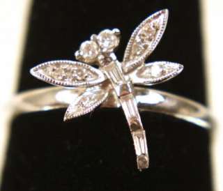 14 k Diamond ring white gold 1.8 grams w/ Dragonfly size 8  