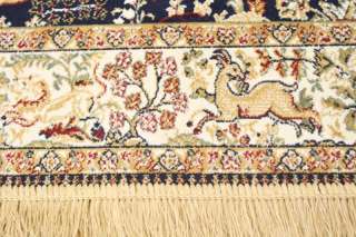 Amazing Hunting Design 100% Silk Gum Ghom Persian Oriental Area Rug 