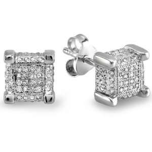  Sterling Silver Real Diamond Dice Shaped Hip Hop Mens Cube 