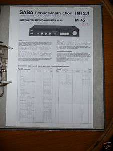 Service Manual für Saba MI 45 Amplifier ORIGINAL  