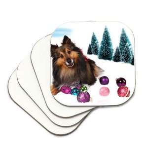  Sheltie Dog Holiday Set of 4 Coasters