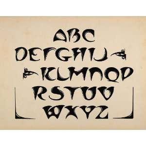  1910 Print Alphabet Art Nouveau Upper Case Letters Font 