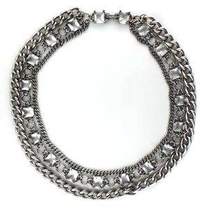  16.5 Inch Clear Synthetic Stone Brass Antique Silver 