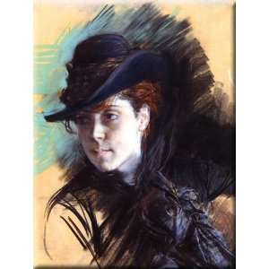  Girl In A Black Hat 12x16 Streched Canvas Art by Boldini 
