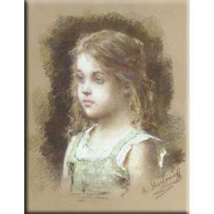  Young Girl in a Green Tunic 23x30 Streched Canvas Art by 