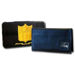 Seattle Seahawks Executive Leather Checkbook Cover in a Tin   NFL 