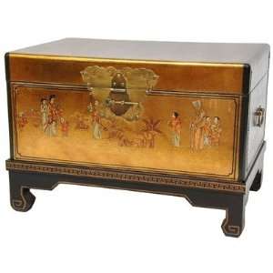   Décor   26 Gold Leaf Small Trunk Oriental Hope Chest