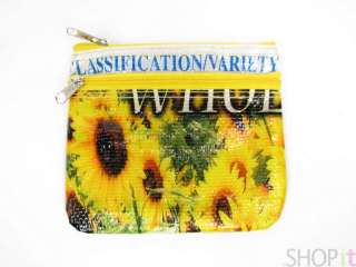 New Recycled Sun Flower Rice Bag Coin Purse Zip Pouch  