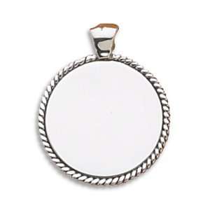 33mm Disc With Rope Edge 33mm Sterling Silver Engravable Pendant With 