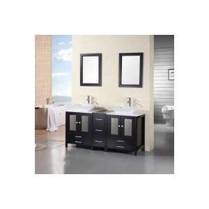 61 Inch Modern Double Sink Bathroom Vanity Set with White 