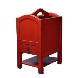  Asian Antique Magazine Stand in Distressed Red