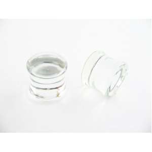  Pair Clear Soda Lime Glass Flat Plugs 00g 00 gauge 10mm 