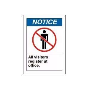   VISITORS REGISTER AT OFFICE (W/GRAPHIC) Sign   10 x 7 Adhesive Vinyl