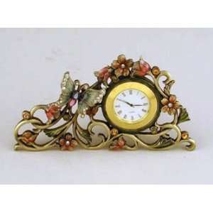  Ashleigh Manor Floral Jeweled Enameled Gold Clock,  Multi 