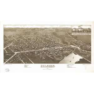  1884 Delavan Wisconsin, Birds Eye Map