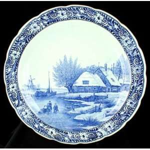  Large Blue Delft Plate Charger Winter Children Sphinx 