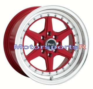 15 8 XXR 501 RED Wheels Rims Deep Dish Lip Stance 4x100 95 02 Honda 