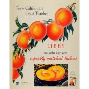   Ad Libbys Canned California Peaches Fruit Healthy   Original Print Ad